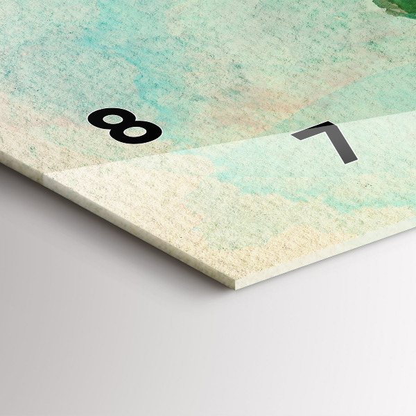 Horizontální skleněné hodiny na stěnu Akvarelová mapa světa