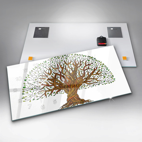 Horizontální skleněné hodiny na stěnu Kořeny stromu