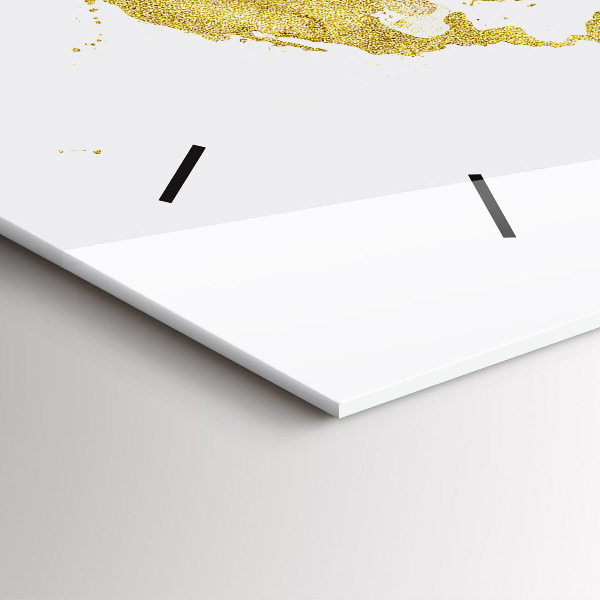 Horizontální skleněné hodiny na stěnu Zlatá mapa světa