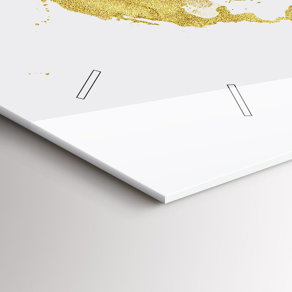 Horizontální skleněné hodiny na stěnu Zlatá mapa světa