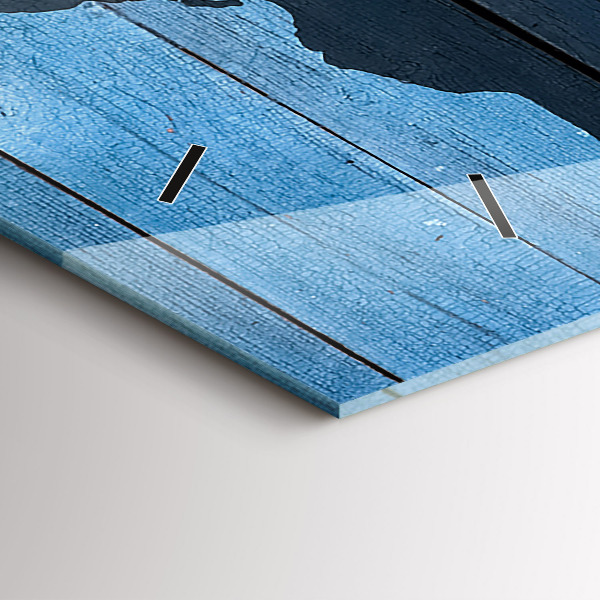 Horizontální skleněné hodiny na stěnu Desková mapa světa