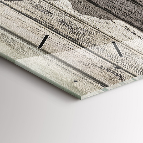 Horizontální skleněné hodiny na stěnu Mapa světa prkna