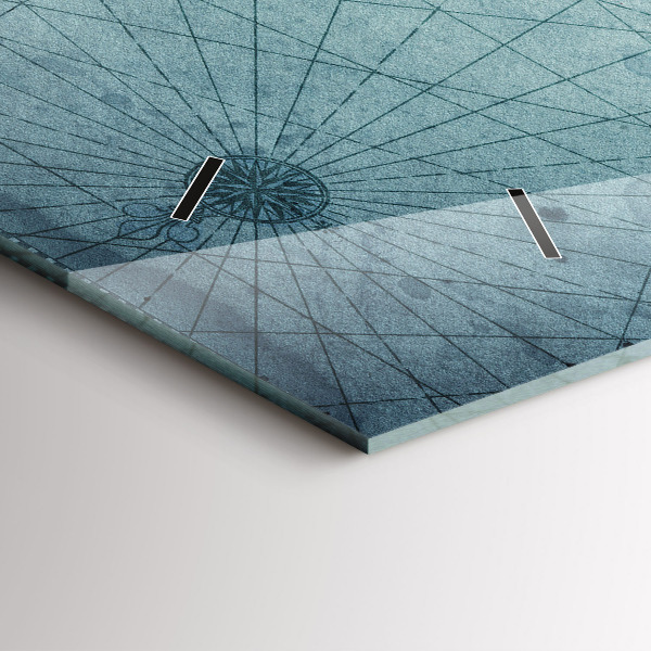 Horizontální skleněné hodiny na stěnu Vintage mapa