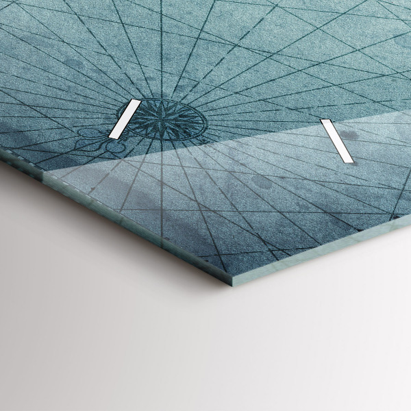 Horizontální skleněné hodiny na stěnu Vintage mapa