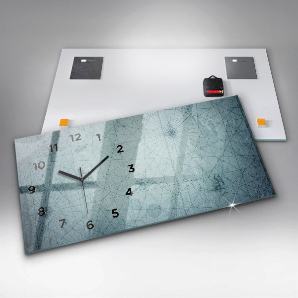 Horizontální skleněné hodiny na stěnu Vintage mapa