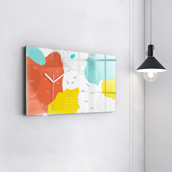 Horizontální skleněné hodiny na stěnu POP abstraktní