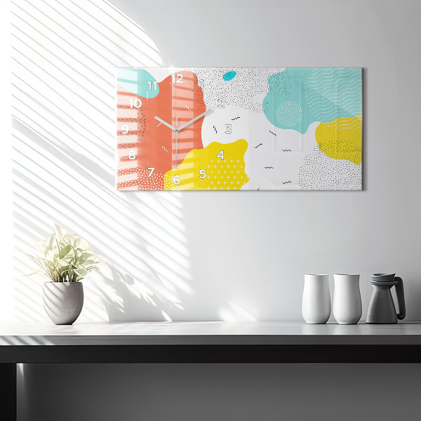 Horizontální skleněné hodiny na stěnu POP abstraktní
