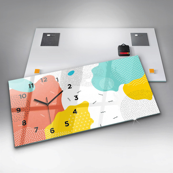 Horizontální skleněné hodiny na stěnu POP abstraktní