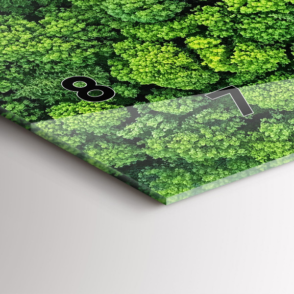 Horizontální skleněné hodiny na stěnu Les z ptačí perspektivy