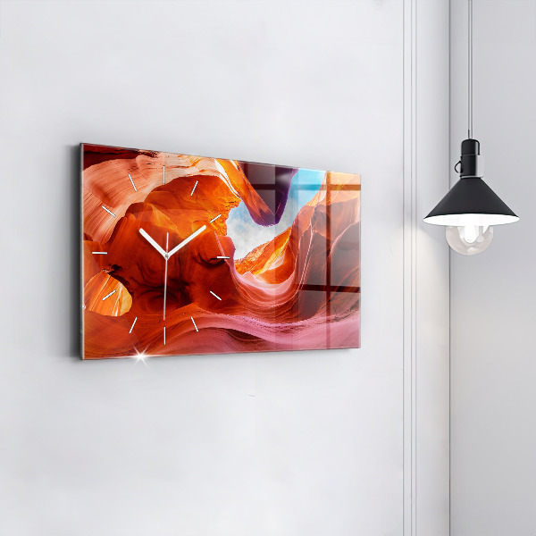 Horizontální skleněné hodiny na stěnu Kaňon