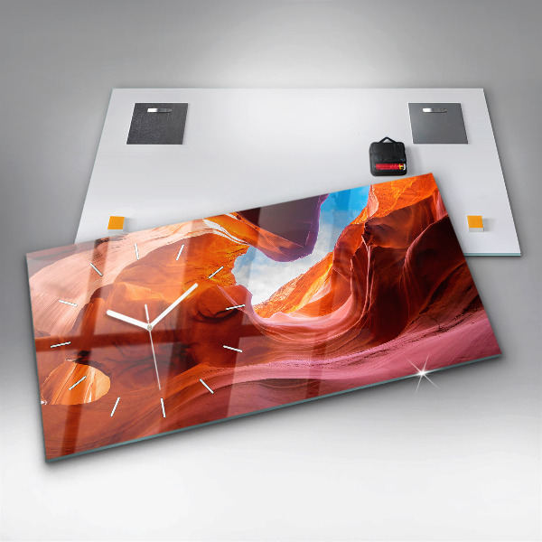 Horizontální skleněné hodiny na stěnu Kaňon