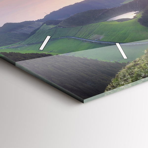 Horizontální hodiny na skle Horská krajina