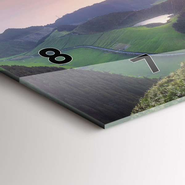 Horizontální hodiny na skle Horská krajina