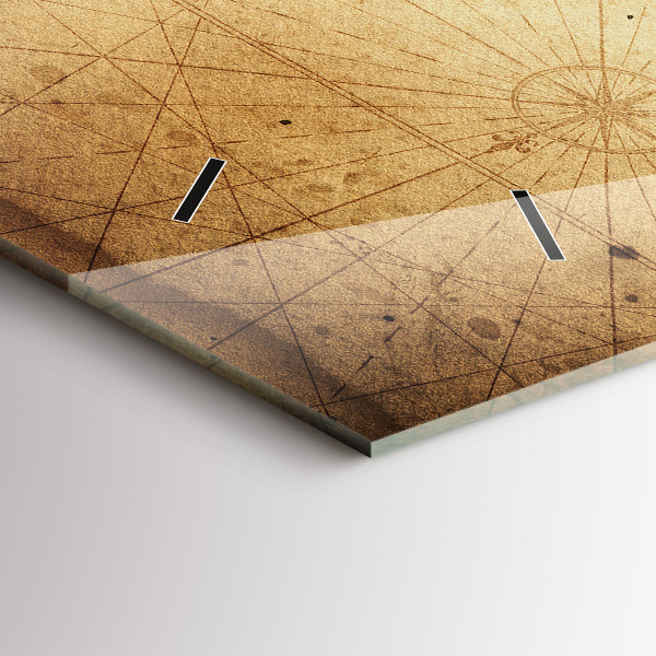 Horizontální hodiny na skle Stará mapa světa