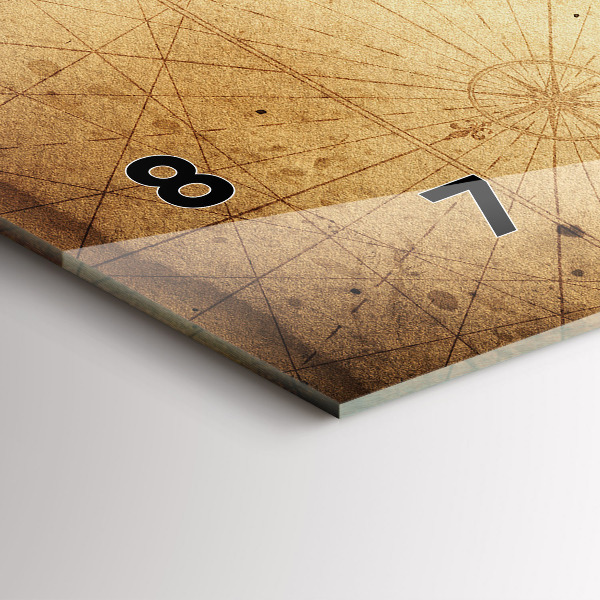 Horizontální hodiny na skle Stará mapa světa