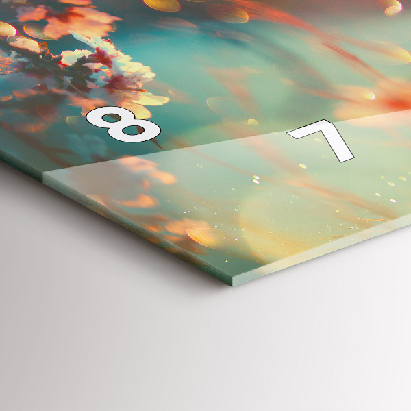 Horizontální hodiny na skle Jarní květiny