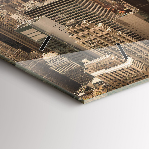 Horizontální hodiny na skle Krajina město