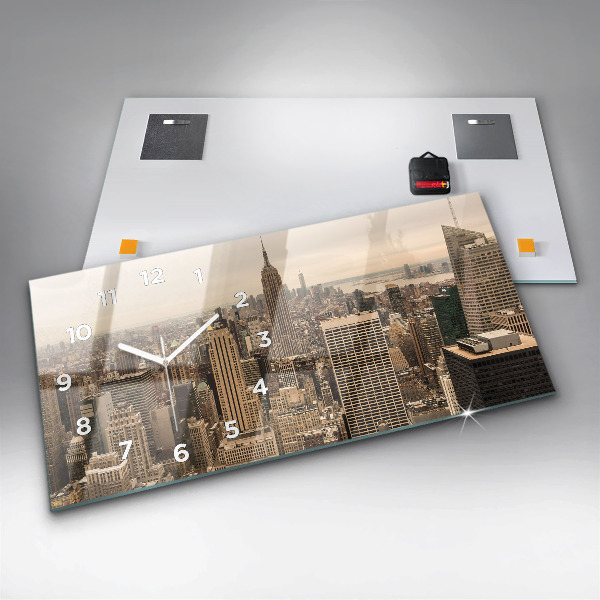 Horizontální hodiny na skle Krajina město