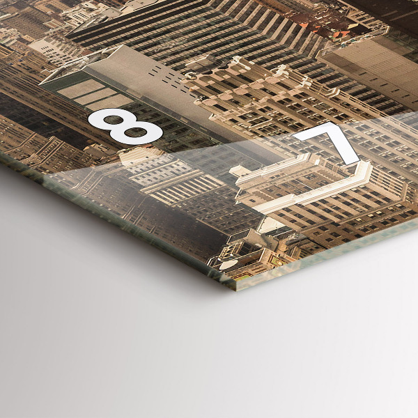 Horizontální hodiny na skle Krajina město