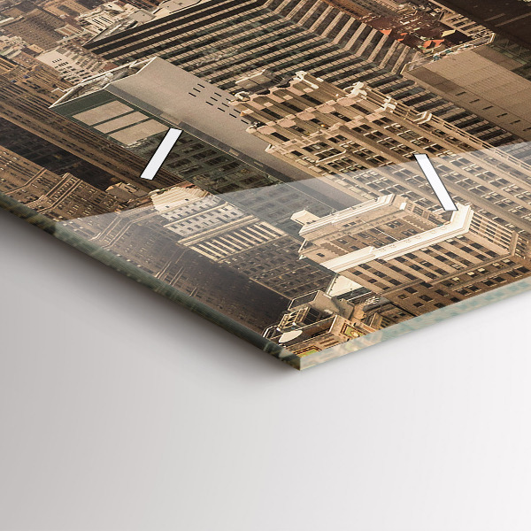 Horizontální hodiny na skle Krajina město