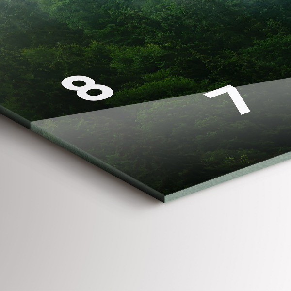 Horizontální hodiny na skle Mlžný les