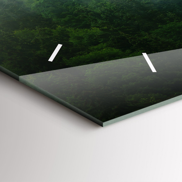 Horizontální hodiny na skle Mlžný les