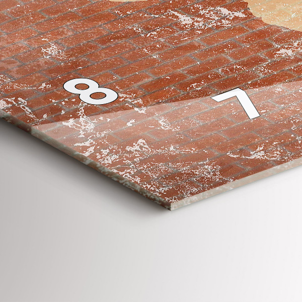 Horizontální hodiny na skle Mapa světa na cihle