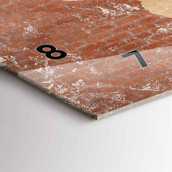 Horizontální hodiny na skle Mapa světa na cihle