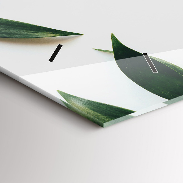 Horizontální hodiny na skle Rám z listí