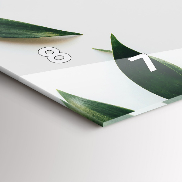 Horizontální hodiny na skle Rám z listí