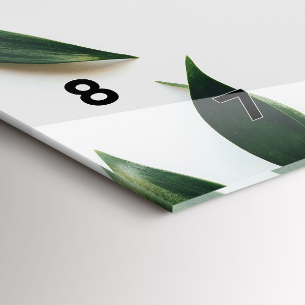 Horizontální hodiny na skle Rám z listí