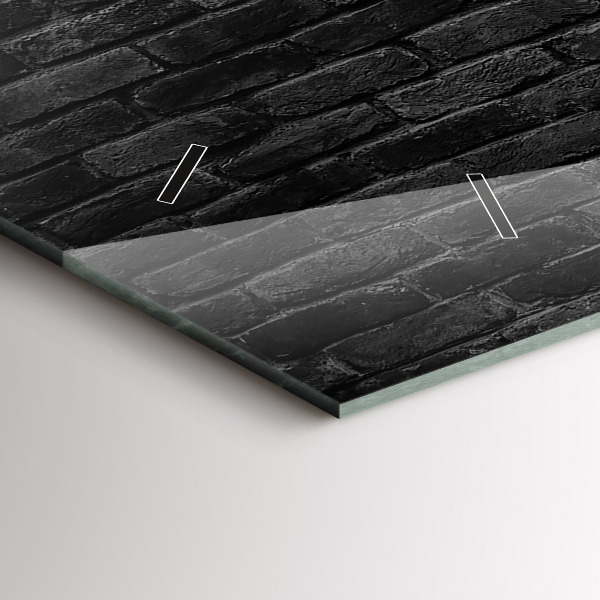 Horizontální hodiny na skle Tmavá cihlová zeď