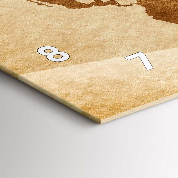 Horizontální hodiny na skle Mapa světa ve starém stylu