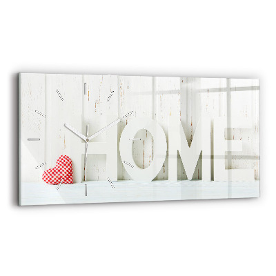 Horizontální hodiny na skle Nápis na domě