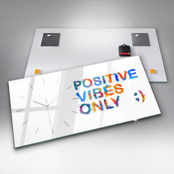 Horizontální hodiny na skle Pozitivní citát