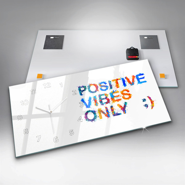 Horizontální hodiny na skle Pozitivní citát