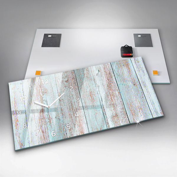 Horizontální hodiny na skle Pastelové dřevo