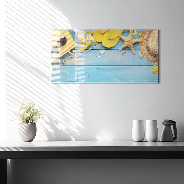 Horizontální hodiny na skle Plážové doplňky