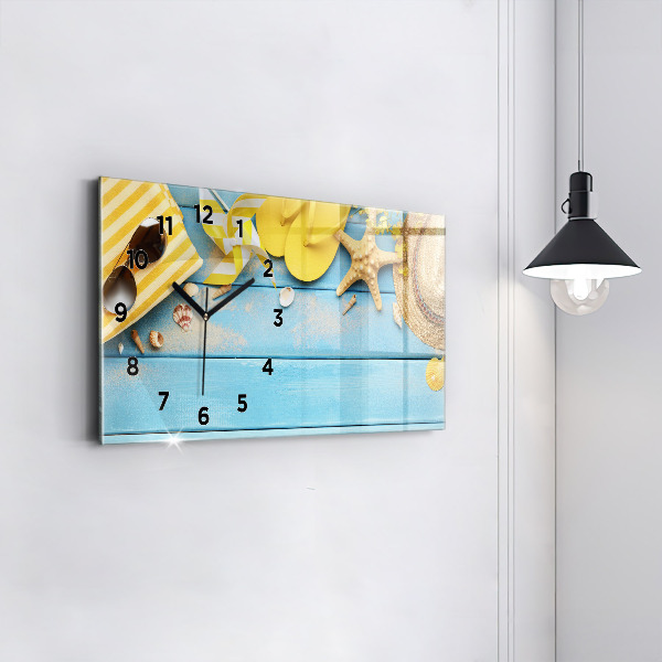 Horizontální hodiny na skle Plážové doplňky