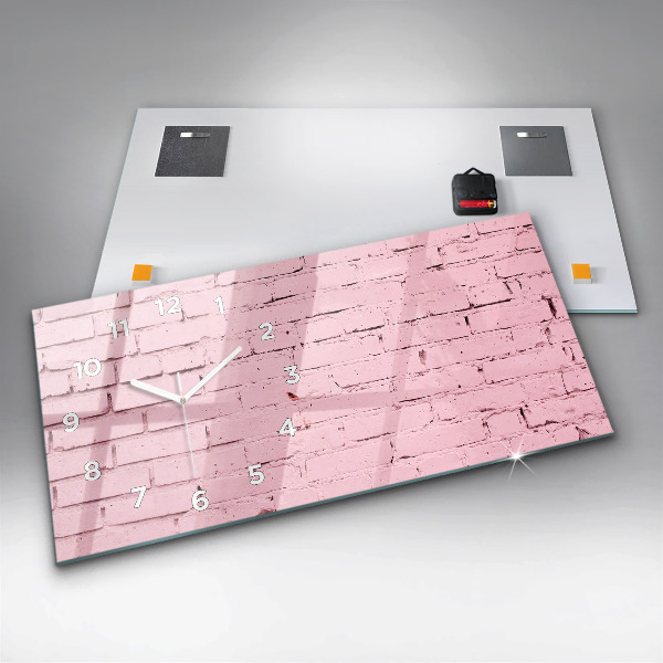 Horizontální hodiny na skle Cihlová zeď