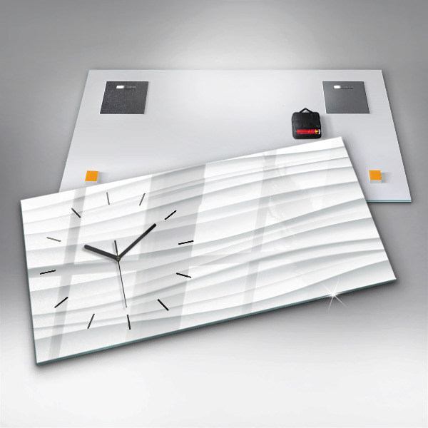 Horizontální hodiny na skle Textura vln