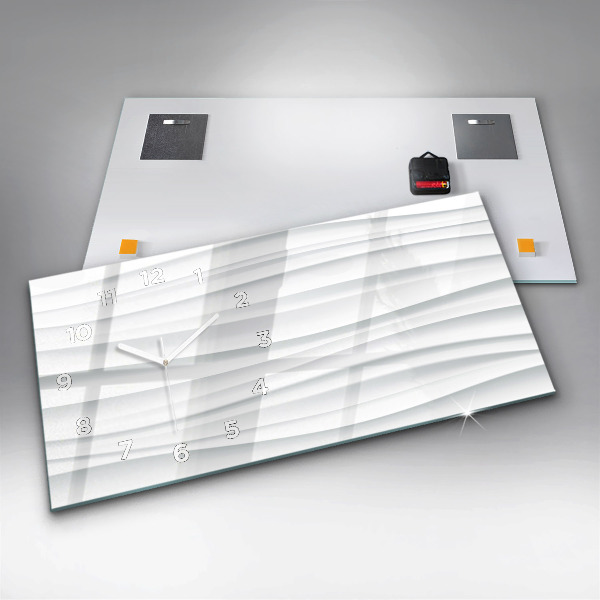 Horizontální hodiny na skle Textura vln