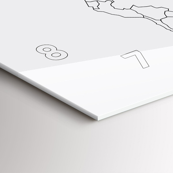 Horizontální hodiny na skle Obrysová mapa světa