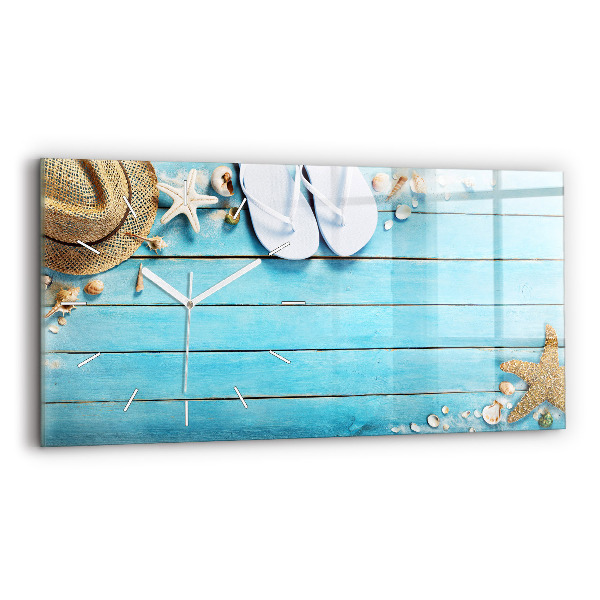 Horizontální hodiny na skle Prázdninové doplňky