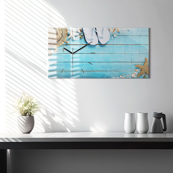 Horizontální hodiny na skle Prázdninové doplňky