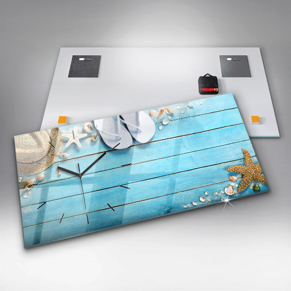 Horizontální hodiny na skle Prázdninové doplňky