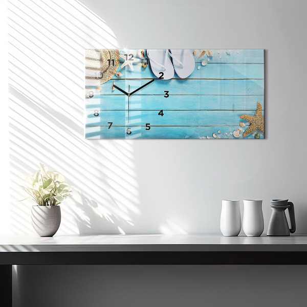 Horizontální hodiny na skle Prázdninové doplňky