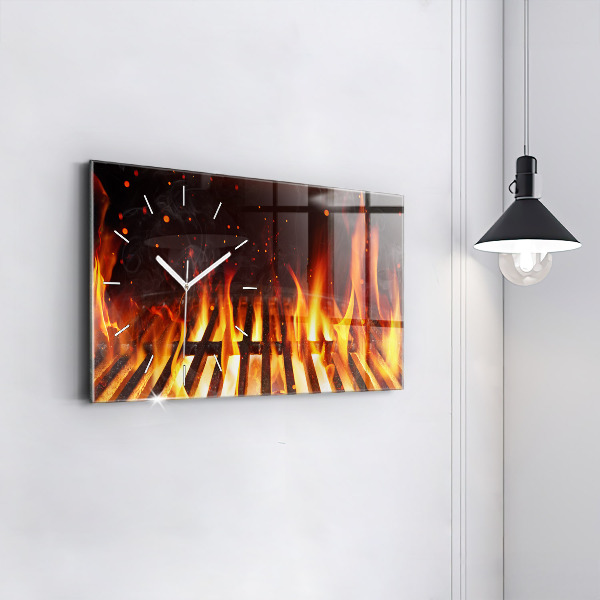 Horizontální hodiny na skle Grilování