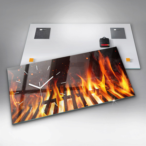 Horizontální hodiny na skle Grilování