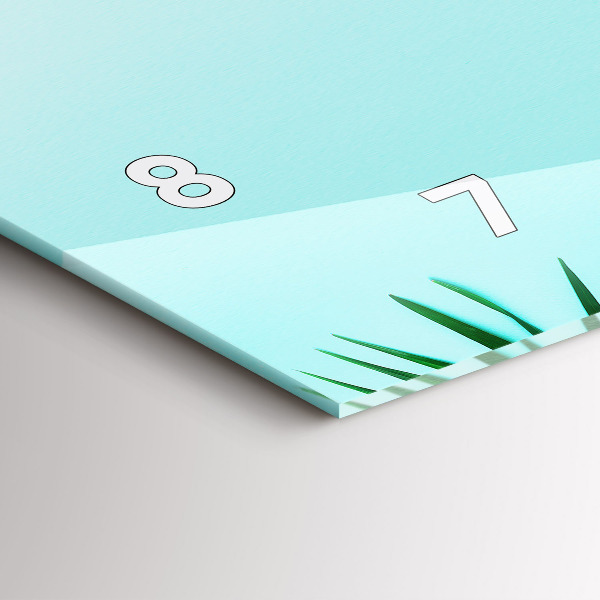 Horizontální skleněné hodiny na stěnu Palmové listy